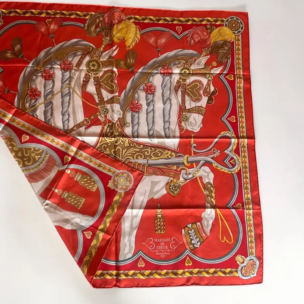 Hermès Harnais de Coeur Silk Carré 90 Scarf | Equestrian Print